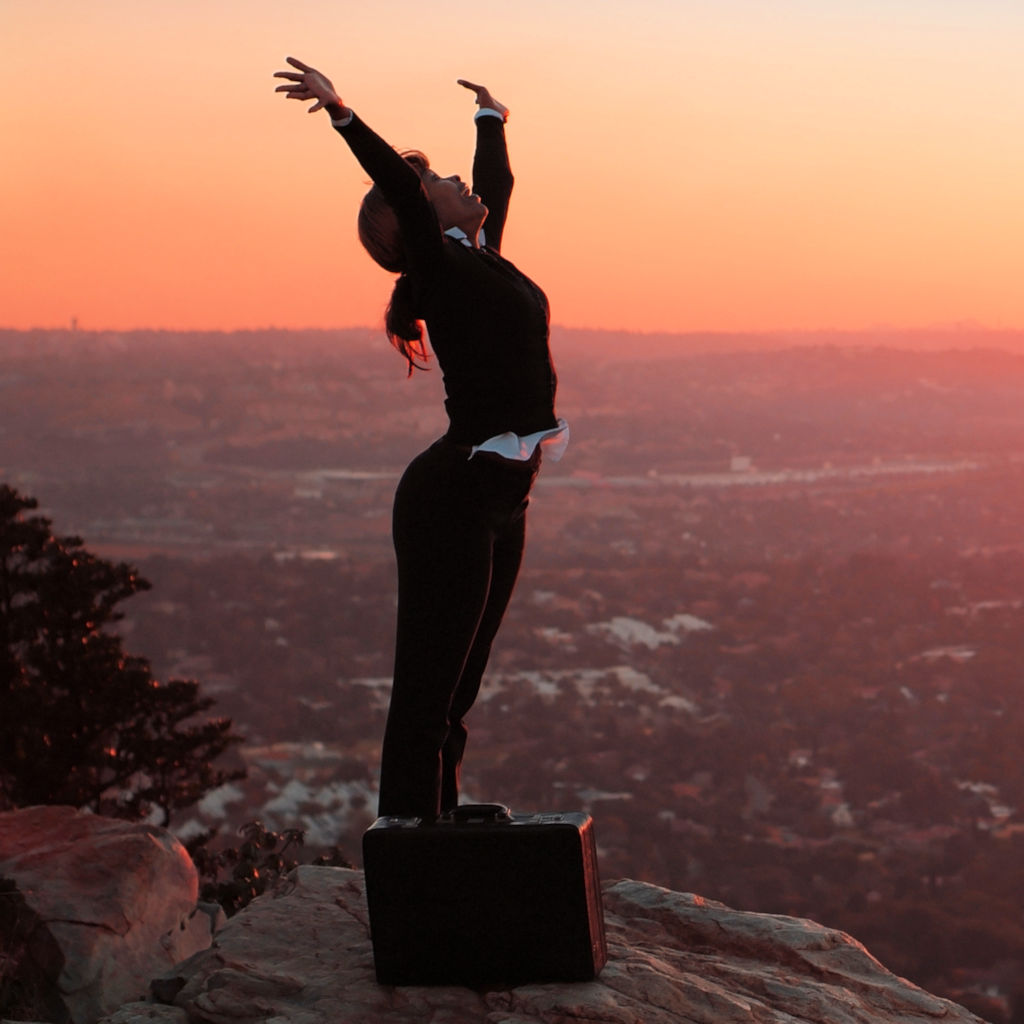 Empowered women on mountain top